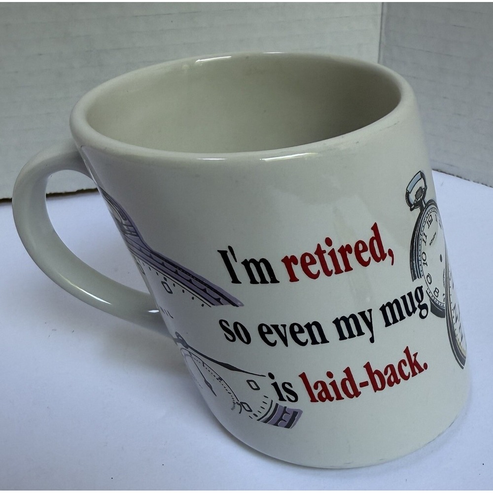 Hallmark Shoebox Slanted Coffee Mug "I'm Retired So Even My Mug Is‎ Laid Back"